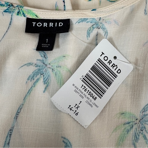 NWT Torrid Ava Pink Palms V Neck Cami Palm Tree Light Pink 1 1X 14-16 - Picture 9 of 10